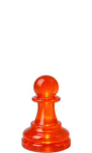 Pieza de ajedrez naranja translúcida sobre fondo transparente, ideal para agencias de branding y desarrollo web o servicios de marketing digital para empresas.